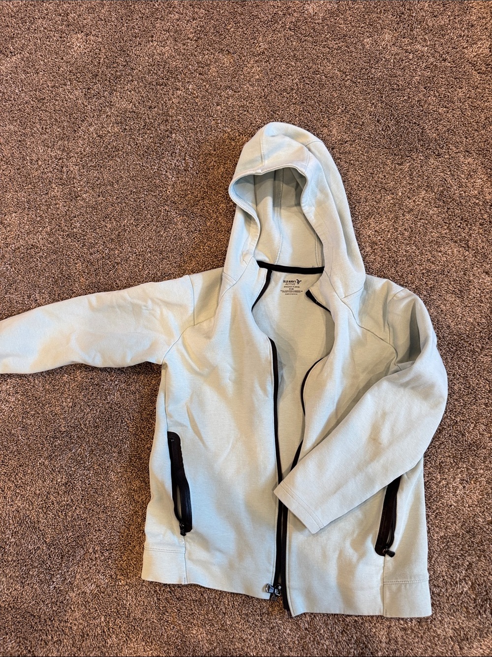Old Navy Light Blue Dynamic Fleece Hooded Zip-Up with Black Accents